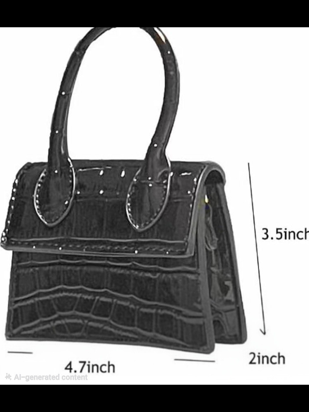 NWOT Black Croc-Embossed Patent Top-Handle Mini Bag - Picture 8 of 8
